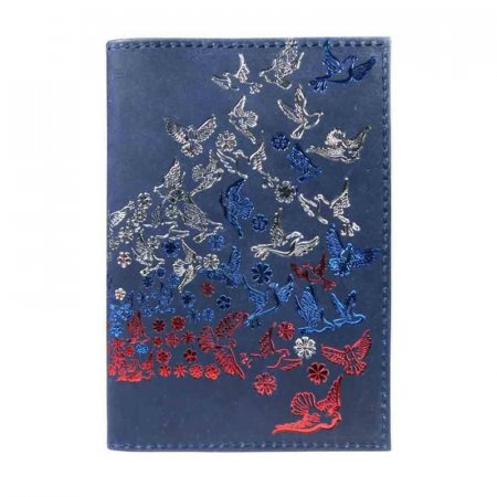 Обложка для паспорта из натуральной кожи синего цвета (1,2-056-203-0)