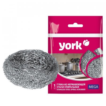 Губка для мытья посуды York Мега металлическая 70x70x50 мм Губка для мытья посуды York Мега металлическая 70x70x50 мм