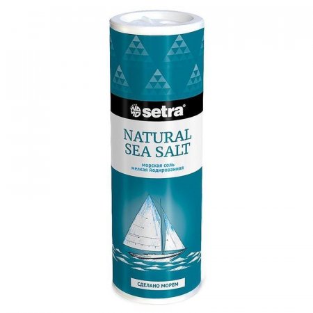 Соль Setra морская натуральная мелкая йодированная в солонке 250 г