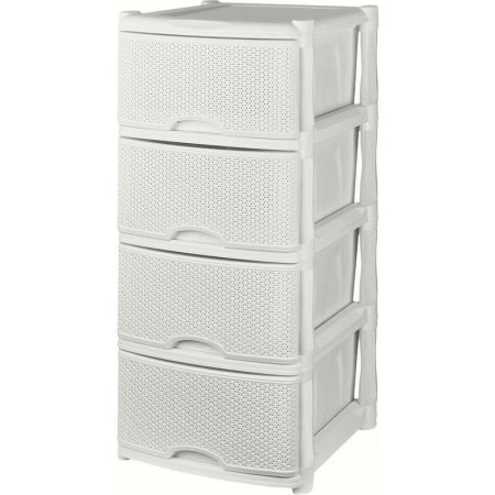 Комод Keeplex Rattan четырехсекционный (белое облако, 480х410х945 мм)