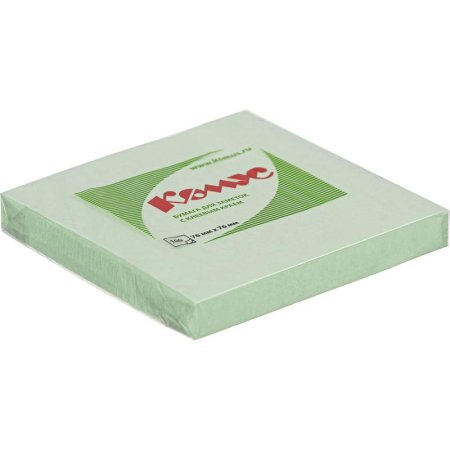 Стикеры Комус 76x76 мм пастельные салатовые (1 блок, 100 листов)