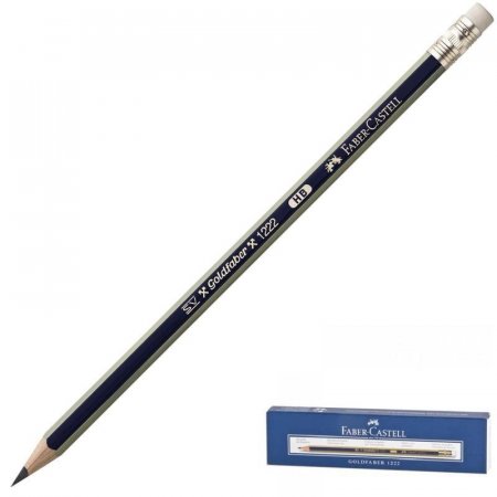 Карандаш чернографитный Faber-Castell Goldfaber 1222 НВ заточенный с ластиком