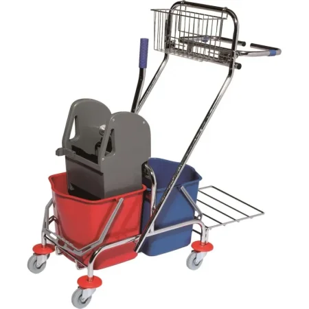 Тележка уборочная двухведерная 2х15л, корзинка, держатель мешка для  мусора