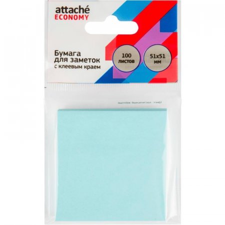 Стикеры Attache Economy 51x51 мм пастельный синий (1 блок, 100 листов)
