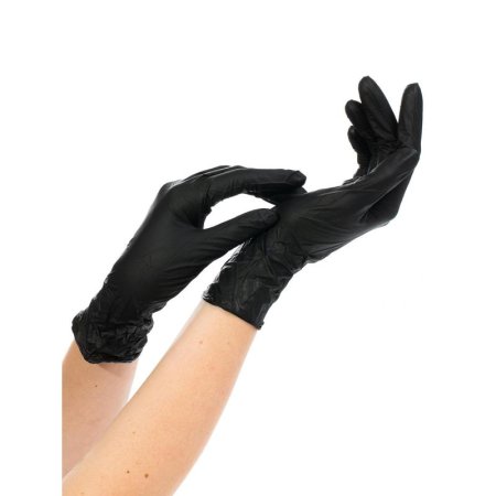 Перчатки медицинские смотровые нитриловые NitriMax нестерильные неопудренные черные размер S (100 штук в упаковке)