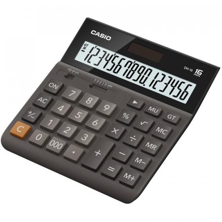 Калькулятор настольный полноразмерный Casio DH-16 16-разрядный коричневый