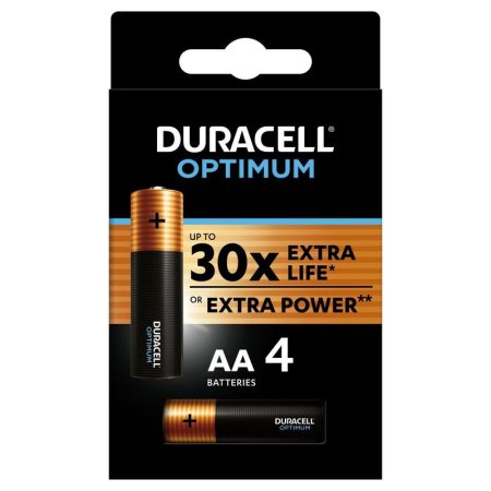 Батарейки АА пальчиковые Duracell Optimum (4 штуки в упаковке)