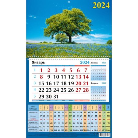Календарь настенный моноблочный производственный 2024 год Летний день  (31x50 см)