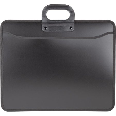 Портфель-картотека пластиковая Комус А3 черная (470x380 мм, 3 отделения)