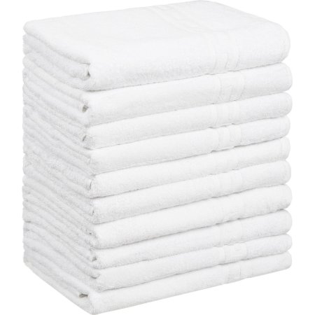 Полотенце махровое Luscan 70х130 см 380 г/кв.м белое 10 штук в упаковке