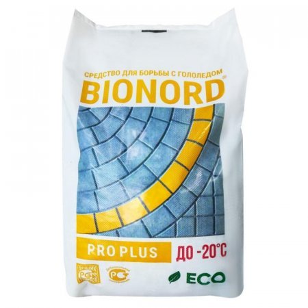 Реагент противогололедный Bionord Pro Plus соль+абразив до -20 С мешок 23 кг