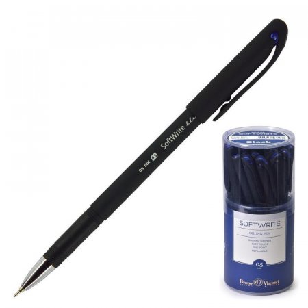 Ручка шариковая неавтоматическая масляная Bruno Visconti Softwrite Black синяя (тощина линии 0,5 мм)