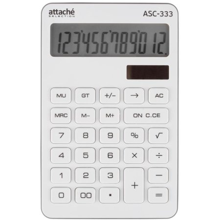Калькулятор настольный Attache Selection ASС-333 12-разрядный белый  170x108x12 мм