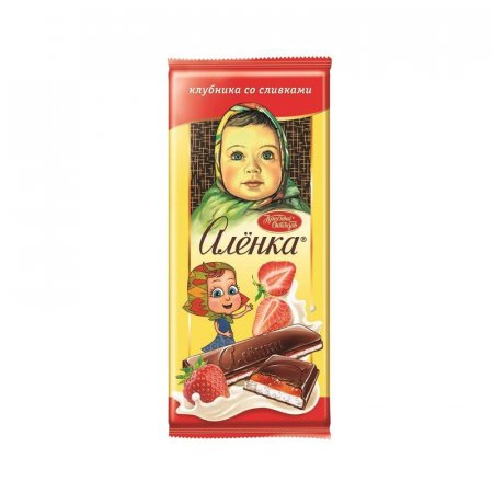 Шоколад Красный Октябрь Аленка молочный с клубникой со сливками 87 г