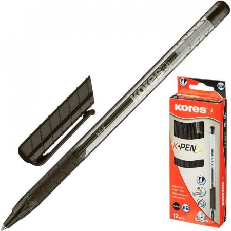 Ручка шариковая Kores K2 трехгранный корпус черная (толщина линии 0.5 мм)