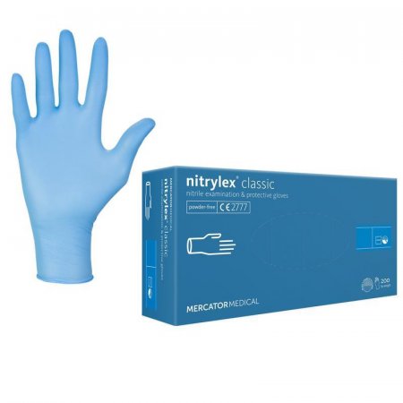 Перчатки одноразовые MercatorMedical нитриловые неопудренные голубые  (размер 10, XL, 100 штук/50 пар в упаковке)