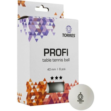 Мяч для настольного тенниса Torres Profi 40 мм (6 штук в упаковке)
