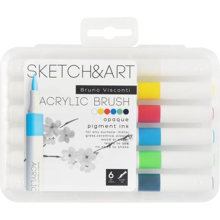 Набор акриловых маркеров Sketch&Art 6 цветов (толщина линии 1-4  мм)