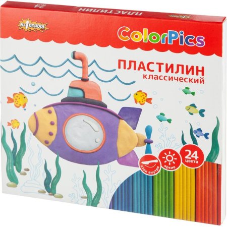 Пластилин №1 School ColorPics 24 цвета 480 г со стеком