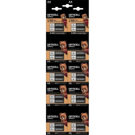 Батарейка AA пальчиковая Opticell (20 штук в упаковке)