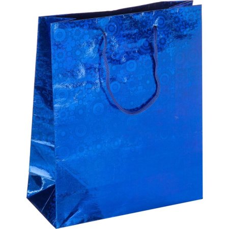 Пакет подарочный голографический синий (21х18х8 см)