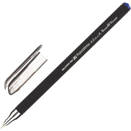 Ручка шариковая неавтоматическая Bruno Visconti PointWrite Black синяя  корпус soft touch (толщина линии 0.3 мм)