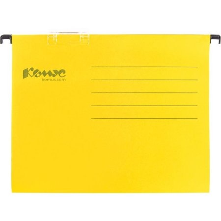 Подвесная папка Комус А4 до 200 листов желтая (25 штук в упаковке)