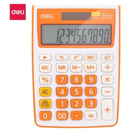 Калькулятор настольный Deli E1238 12-разрядный оранжевый 145х104x27 мм