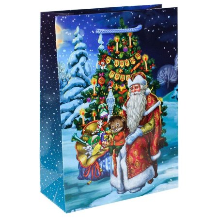 Пакет подарочный ламинированный новогодний В ожидании подарка  32.4х44.5х10.2 см)