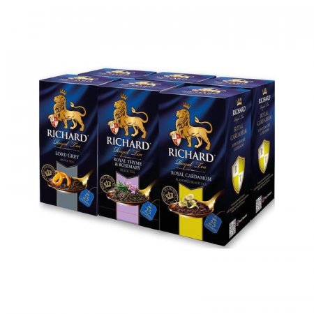 Чай Richard Lord Grey/Ryal Thyme&Rosemary/Royal Cardamom черный ассорти (6 упаковок по 25 пакетиков)