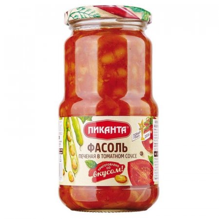 Фасоль Пиканта печеная в томатном соусе 520 г