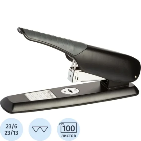 Степлер мощный Комус до 100 листов черный