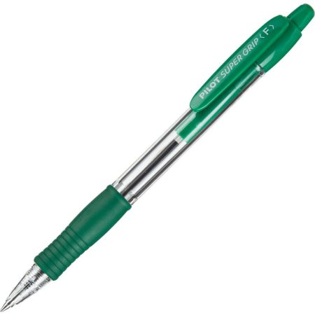 Ручка шариковая автоматическая Pilot BPGP-10R-F G Super grip зеленая  (толщина линии 0.22 мм)
