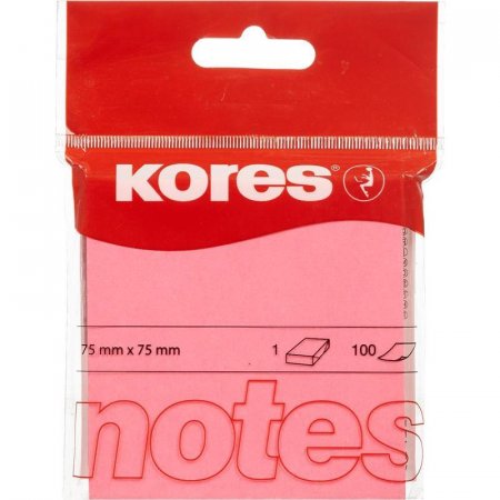 Стикеры клейкие Kores 75x75 мм розовые неоновые 100 листов