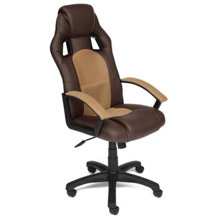 Кресло игровое Driver коричневое/бежевое (экокожа/сетка, пластик)