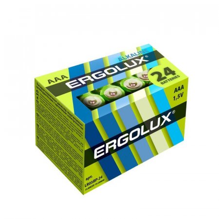 Батарейки Ergolux Alkaline мизинчиковые AAA LR03 (24 штуки в упаковке)