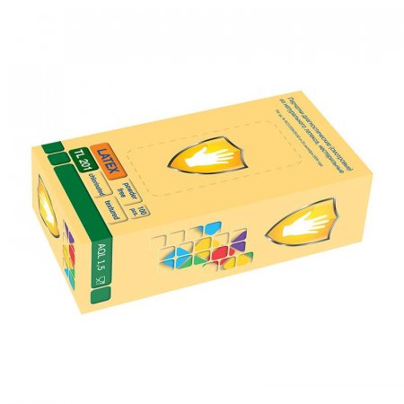 Перчатки одноразовые TL 201 латексные неопудренные желтые (размер S, 100  штук/50 пар в упаковке)