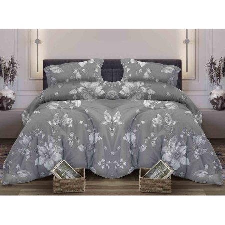 Постельное бельё Lovely textile Грация серое (2-спальное с  европростынёй, бязь)