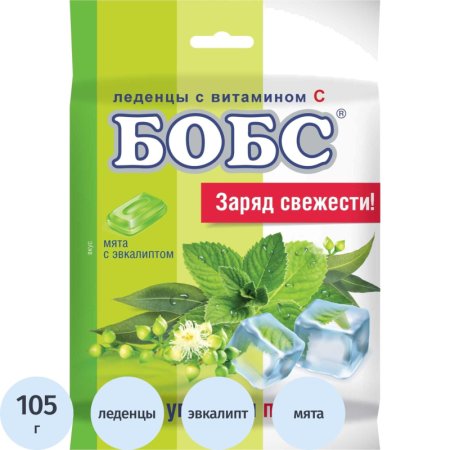 Леденцы БОБС мята с эвкалиптом (3 упаковки по 35 г)
