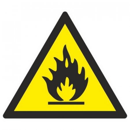 Знак безопасности Пожароопасно. Легковоспламеняющие вещества W01 (200х200 мм, пленка ПВХ)