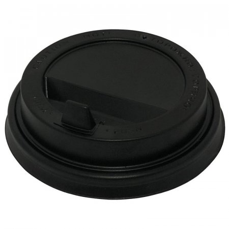 Крышка для стакана 80 мм пластиковая черная с клапаном 100 штук в упаковке Комус Эконом