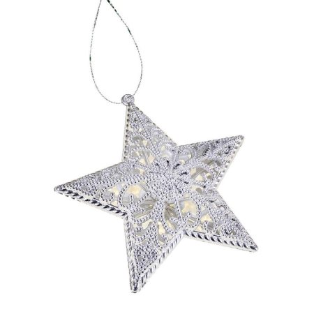 Новогоднее украшение Роскошная звезда пластик серебристое (диаметр 12 см)