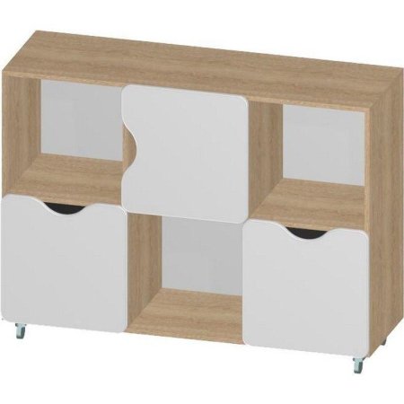 Стеллаж передвижной с ящиками М-747 (дуб сонома/белый, 1201х401х904 мм)