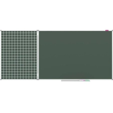 Доска магнитно-меловая Attache 100x225 см двухсекционная в клетку и  линейку (складная, антибликовая поверхность, полочка для маркеров)