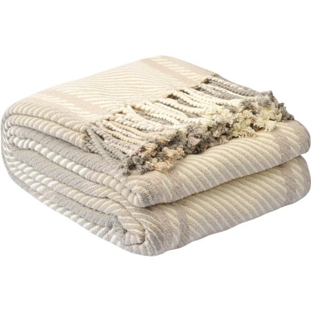 Покрывало Tkano Essential Warm traditions хлопок 230х250 см  бежевое/серое