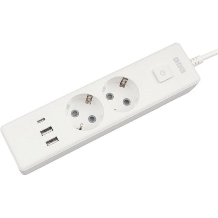 Удлинитель Power Cube 2 розетки + USB 1.9 м с заземлением и выключателем  (PC-4-2M)