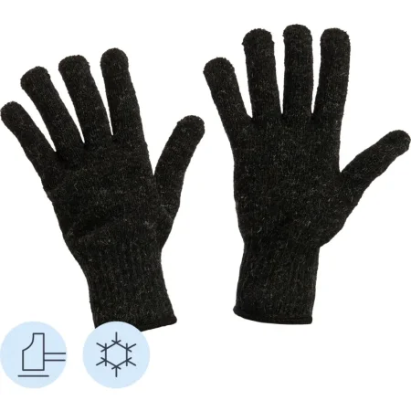 Перчатки рабочие утеплённые Комус полушерстяные чёрные (7 класс вязки,  размер 10, XL, 5 пар в упаковке)
