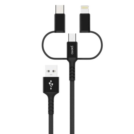 Кабель Pero USB A - USB Type-C - micro USB - Lightning 1 м  (4603768350729)