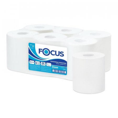 Полотенца бумажные в рулонах с центральной вытяжкой Focus Jumbo  1-слойные 6 рулонов по 280 метров (артикул производителя 5036889)