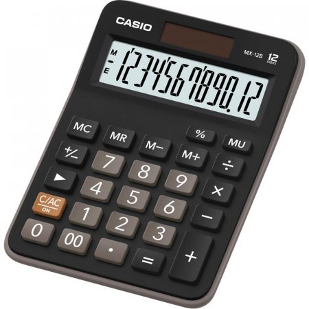Калькулятор настольный компактный Casio MX-12B 12-разрядный черный
